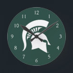 MSU Spartan Round Clock<br><div class="desc">Check out these new Michigan State University designs! Show off your MSU Spartan pride with these new Michigan State products. These make perfect gifts for the Spartan student, alumni, family, friend or fan in your life. All of these Zazzle products are customizable with your name, class year, or club. Go...</div>