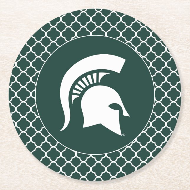 MSU Spartan Round Paper Coaster (Front)
