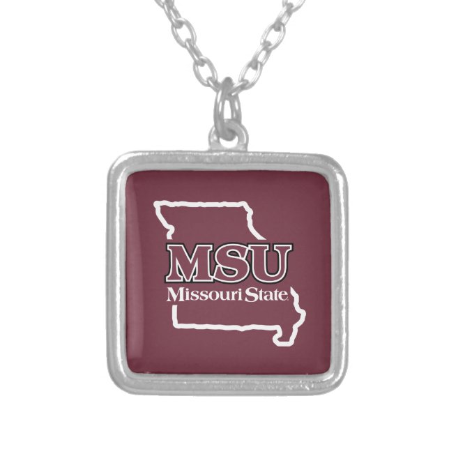 MSU State Love Silver Plated Necklace (Front)