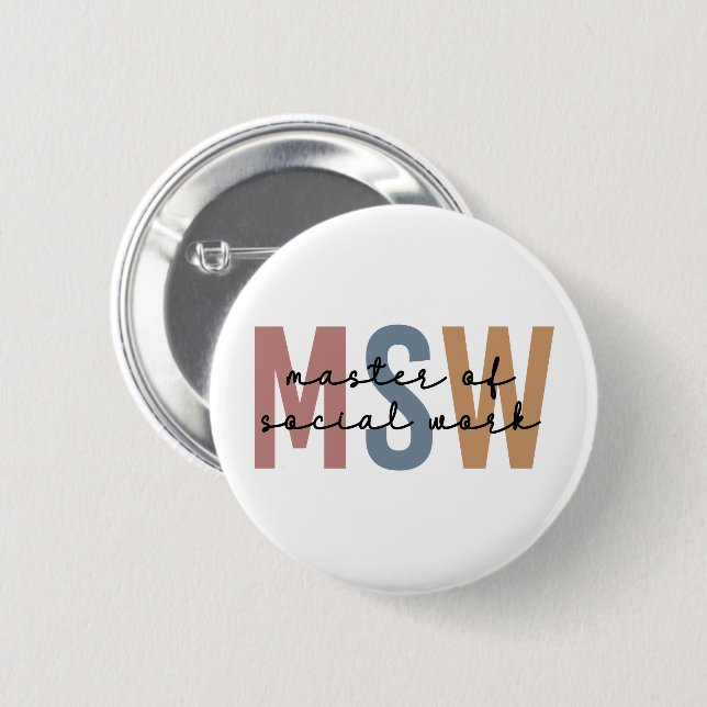 MSW Master of Social Work Retro Graduation Button (Front & Back)