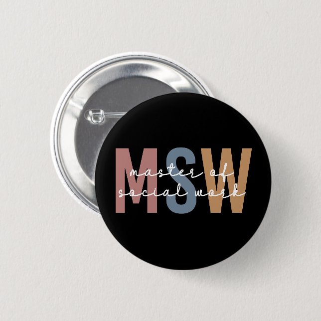 MSW Master of Social Work Retro Graduation Button (Front & Back)