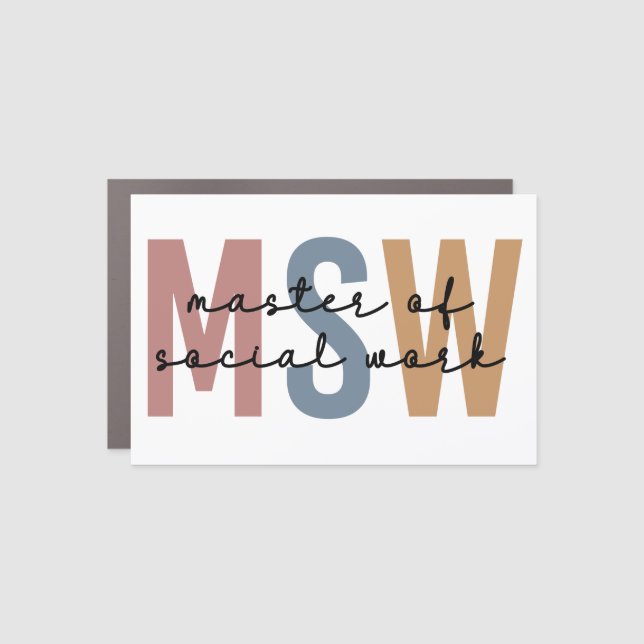 MSW Master of Social Work Retro Graduation Car Magnet (Front)