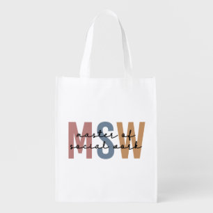 MSW Master of Social Work Retro Graduation Grocery Bag