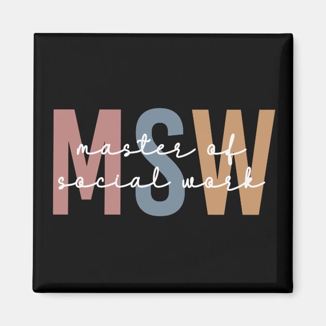 MSW Master of Social Work Retro Graduation Magnet (Front)