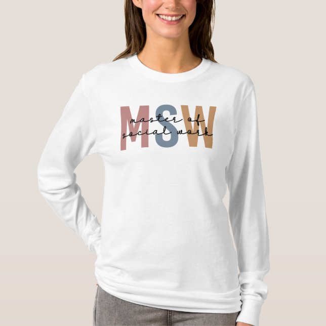 MSW Master of Social Work Retro Graduation T-Shirt (Front)