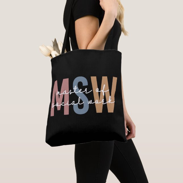MSW Master of Social Work Retro Graduation Tote Bag (Close Up)