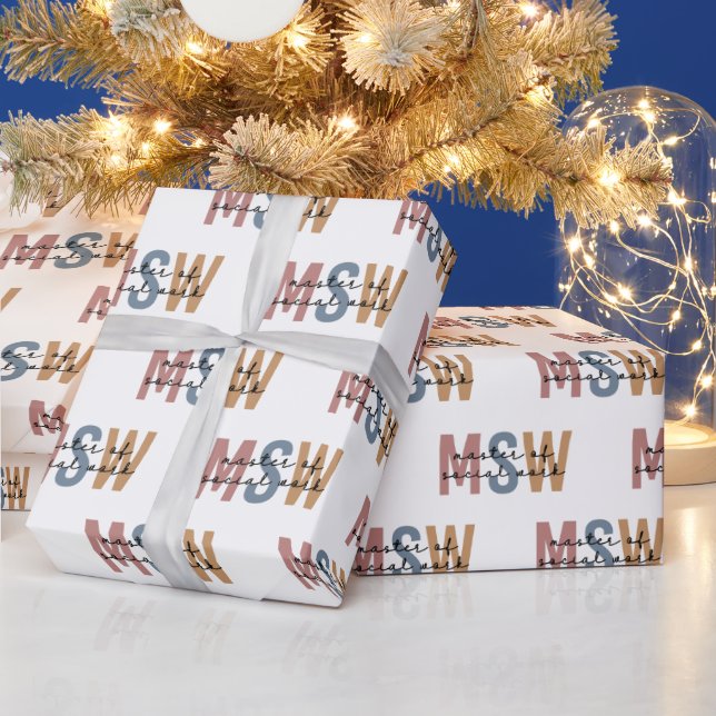 MSW Master of Social Work Retro Graduation Wrapping Paper (Holidays)