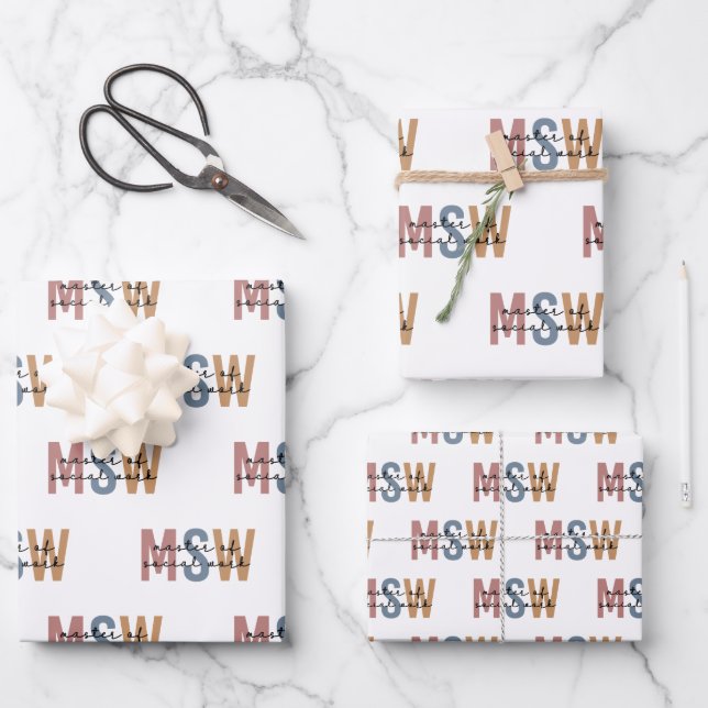 MSW Master of Social Work Retro Graduation Wrapping Paper Sheets (Front)