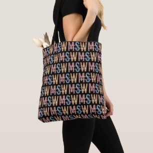 MSW Master of Social Work Retro Pattern Tote Bag