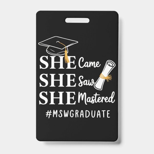 MSW Master’s Degree Master of Social Work Graduate Badge (Front)