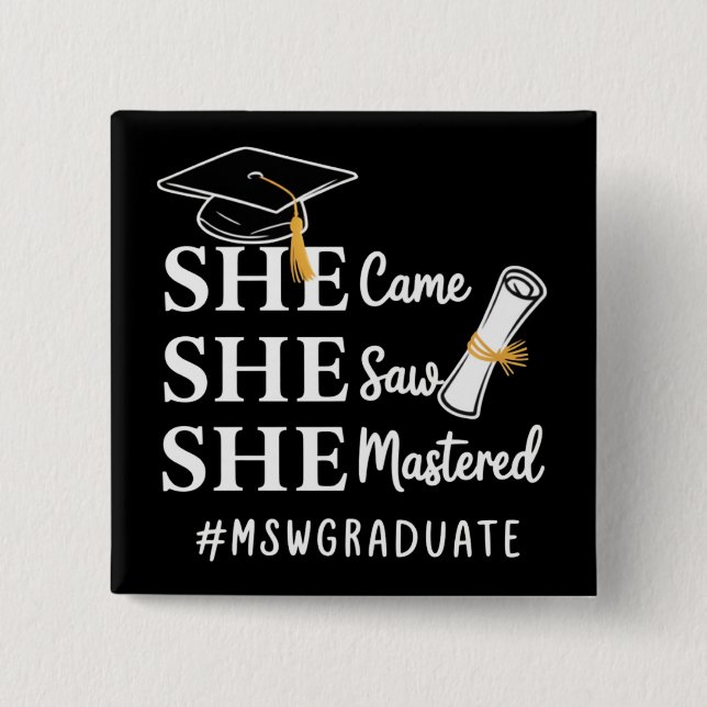 MSW Master’s Degree Master of Social Work Graduate Button (Front)
