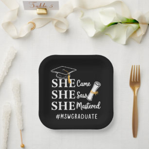 MSW Master’s Degree Master of Social Work Graduate Paper Plates