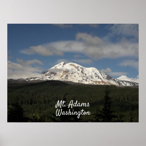 Mt Adams Washinton with Forest and Blue Sky Photo Poster