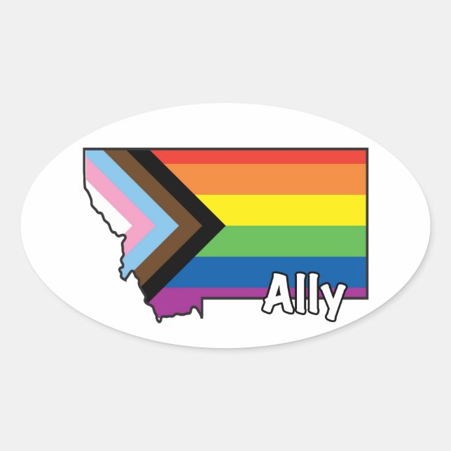 MT Ally Progress Flag Oval Sticker (Front)