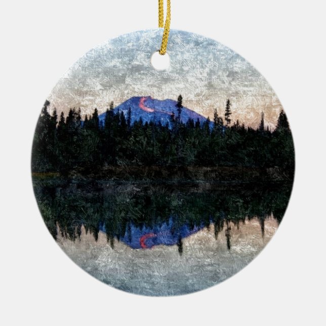 Mt Bachelor, Oregon, at Dawn Ceramic Ornament (Front)