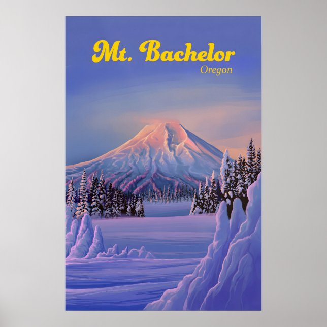 Mt Bachelor Oregon Ski Resort Travel Poster (Front)