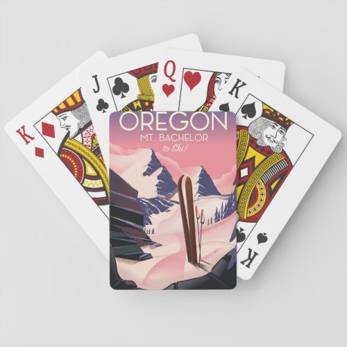 MtBachelor Oregon Ski travel poster Poker Cards