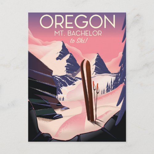 Mt Bachelor Oregon Ski travel poster Postcard