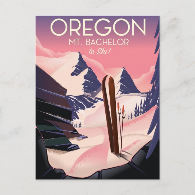 Mt. Bachelor Oregon Ski travel poster Postcard (Front)