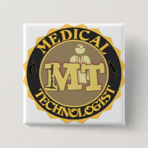 MT BADGE LOGO - MEDICAL TECHNOLOGIST - LABORATORY BUTTON