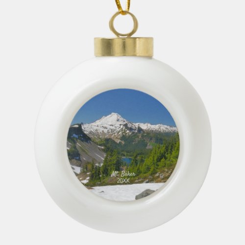 Mt Baker Alpine Landscape Photo Ceramic Ball Christmas Ornament