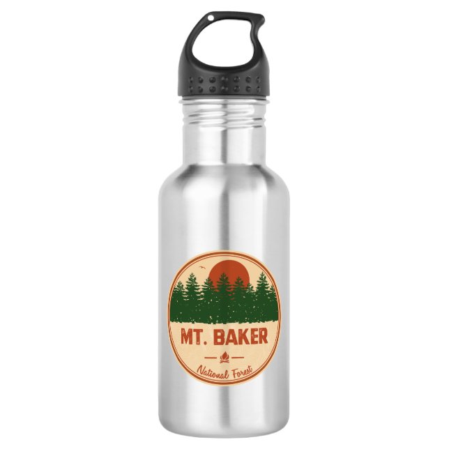 Mt. Baker National Forest Stainless Steel Water Bottle (Front)