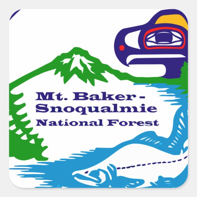 Mt Baker - Snoqualmie National Forest logo Square Sticker (Front)