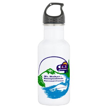 Mt Baker - Snoqualmie National Forest Logo Stainless Steel Water Bottle by Dozzle at Zazzle