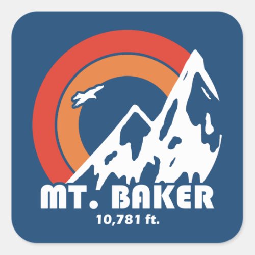 Mt Baker Sun Eagle Square Sticker