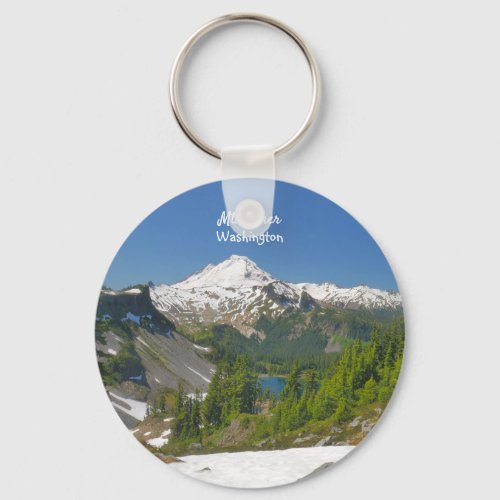 Mt Baker Washington Landscape Button Keychain