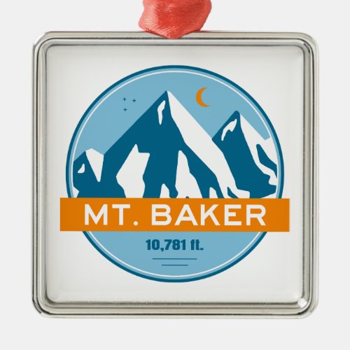 Mt Baker Washington Stars Moon Metal Ornament