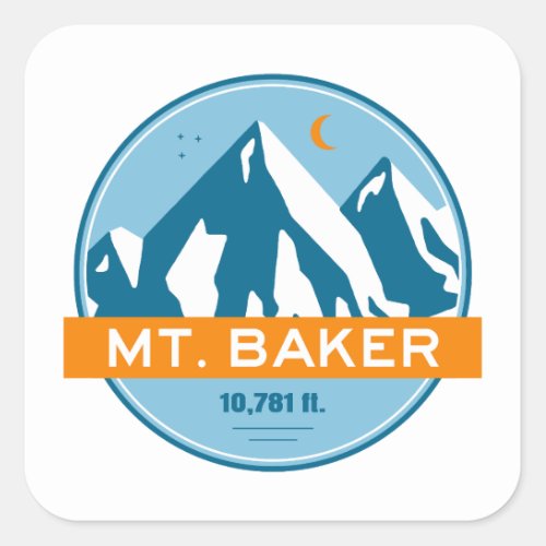 Mt Baker Washington Stars Moon Square Sticker