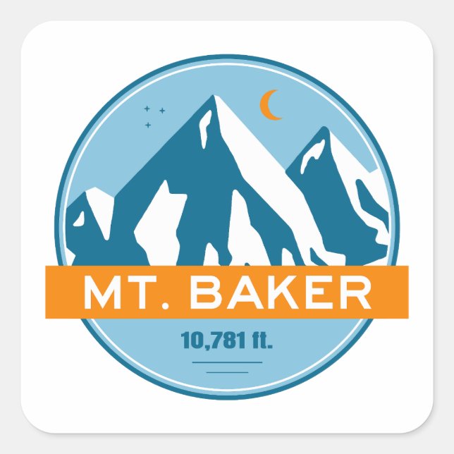 Mt. Baker Washington Stars Moon Square Sticker (Front)