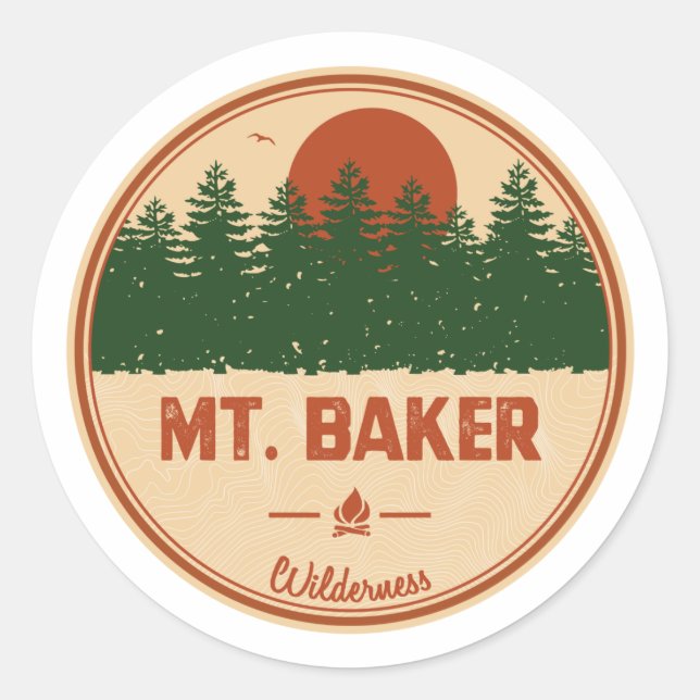 Mt. Baker Wilderness Classic Round Sticker (Front)