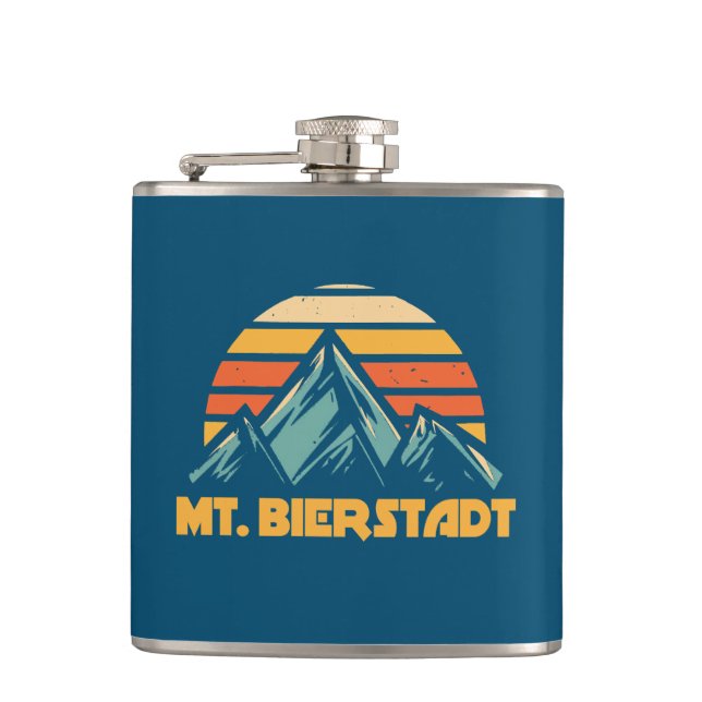 Mt. Bierstadt Colorado Retro Turquoise Flask (Front)