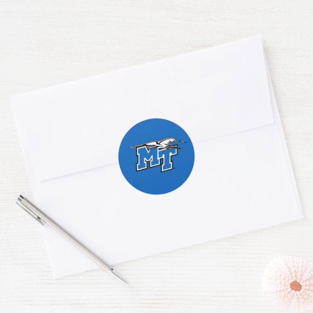 MT Blue Raiders Classic Round Sticker (Envelope)