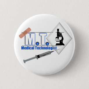 MT BLUE W/ MICROSCOPE - MEDICAL TECHNOLOGIST LAB BUTTON