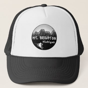 Mt. Brighton Michigan Skier Trucker Hat by ArtisticAttitude at Zazzle