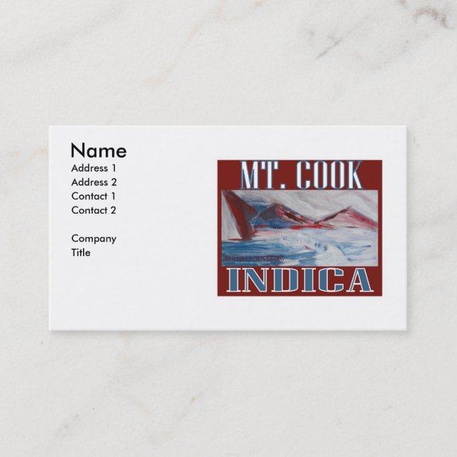 MT COOK INDICA BUSINESS CARD (Front)