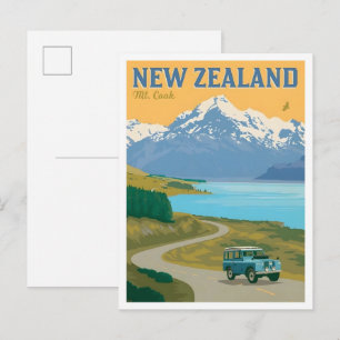 Mt Cook New Zealand Vintage Travel Postcard