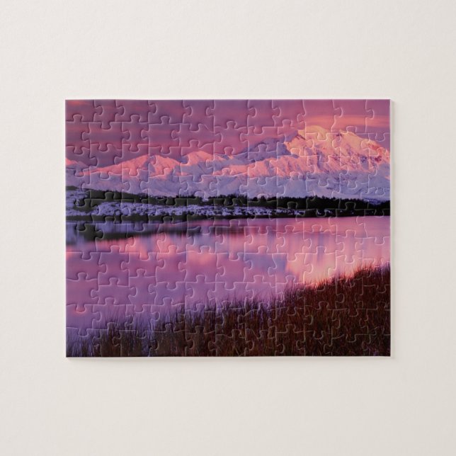Mt. Denali at sunset from Reflection Pond Jigsaw Puzzle (Horizontal)