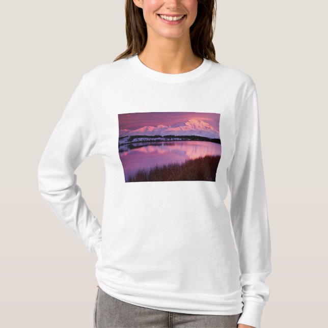 Mt. Denali at sunset from Reflection Pond T-Shirt (Front)