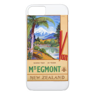 Mt. Egmont New Zealand Vintage Travel Poster iPhone 8/7 Case