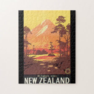 Mt. Egmont New Zealand Vintage Travel Poster Jigsaw Puzzle