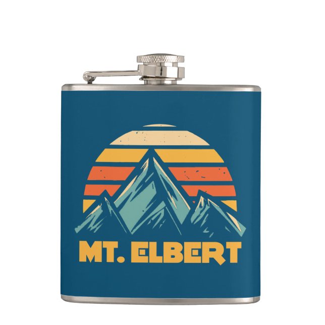 Mt. Elbert Colorado Retro Turquoise Flask (Front)