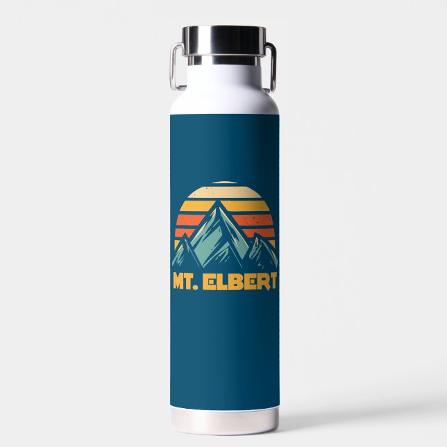 Mt. Elbert Colorado Retro Turquoise Water Bottle (Front)