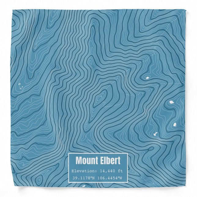 Mt Elbert Topographic Map - Blue Bandana (Front)
