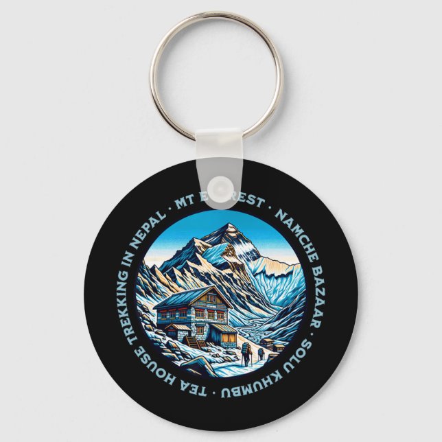 Mt Everest Namche Bazaar Tea House Trekking Nepal  Keychain (Front)
