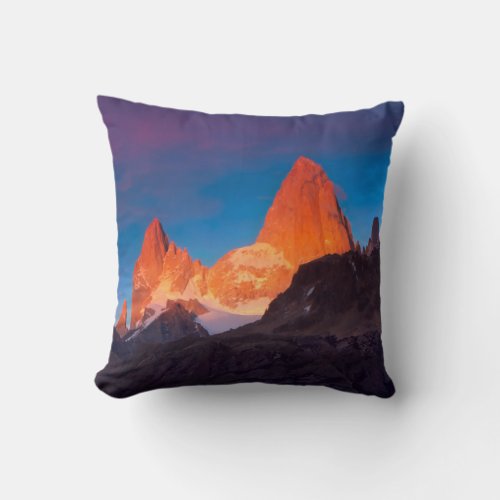 Mt Fitz Roy At Sunrise Throw Pillow