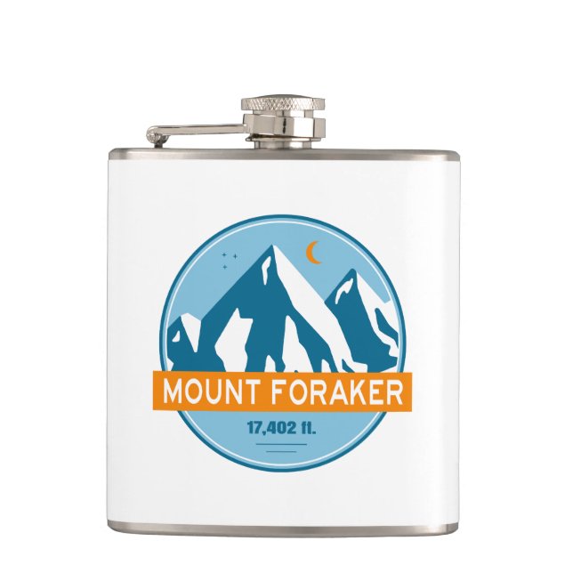 Mt. Foraker Alaska Stars Moon Flask (Front)
